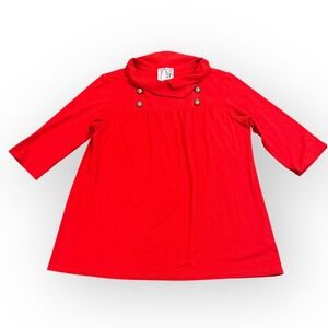 Vintage Amanda Uprichard for Coop Barneys NY Red Tunic Top Medium Buttons